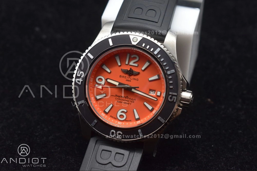 SoftTouch Superocean Automatic 44 TF 1:1 Best Edition Orange Dial Black Bezel On Black Rubber Strap A 159