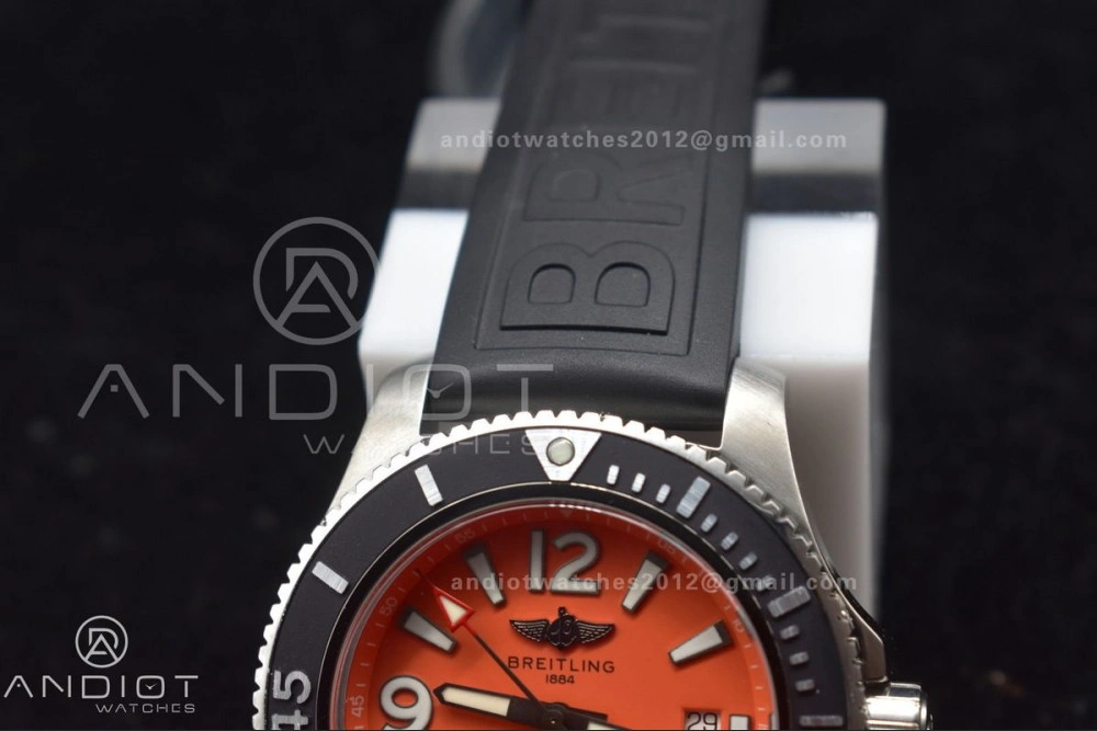 SoftTouch Superocean Automatic 44 TF 1:1 Best Edition Orange Dial Black Bezel On Black Rubber Strap A 159