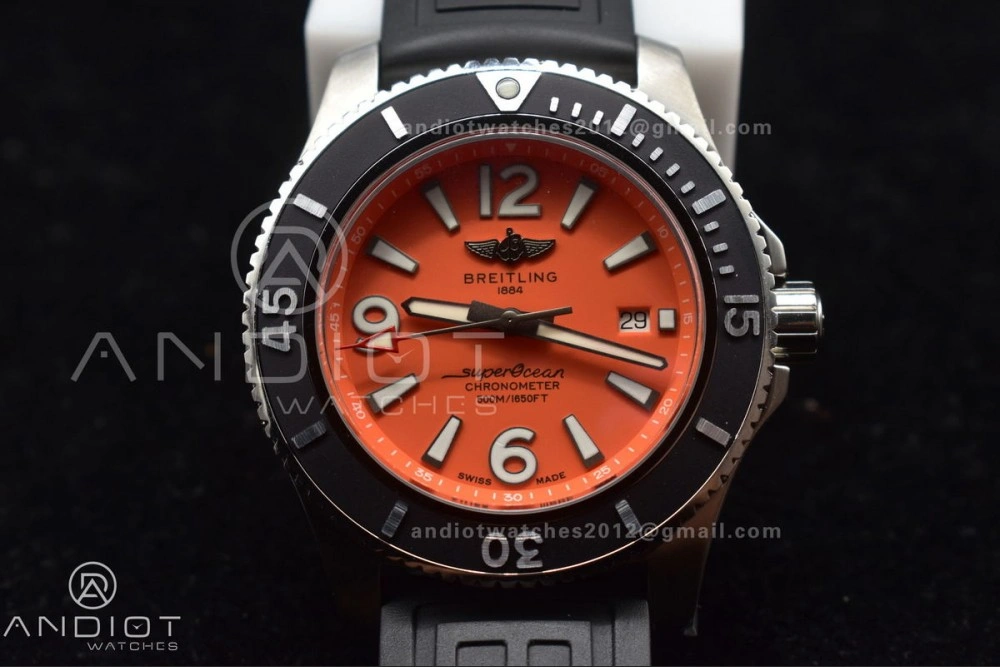 SoftTouch Superocean Automatic 44 TF 1:1 Best Edition Orange Dial Black Bezel On Black Rubber Strap A 159