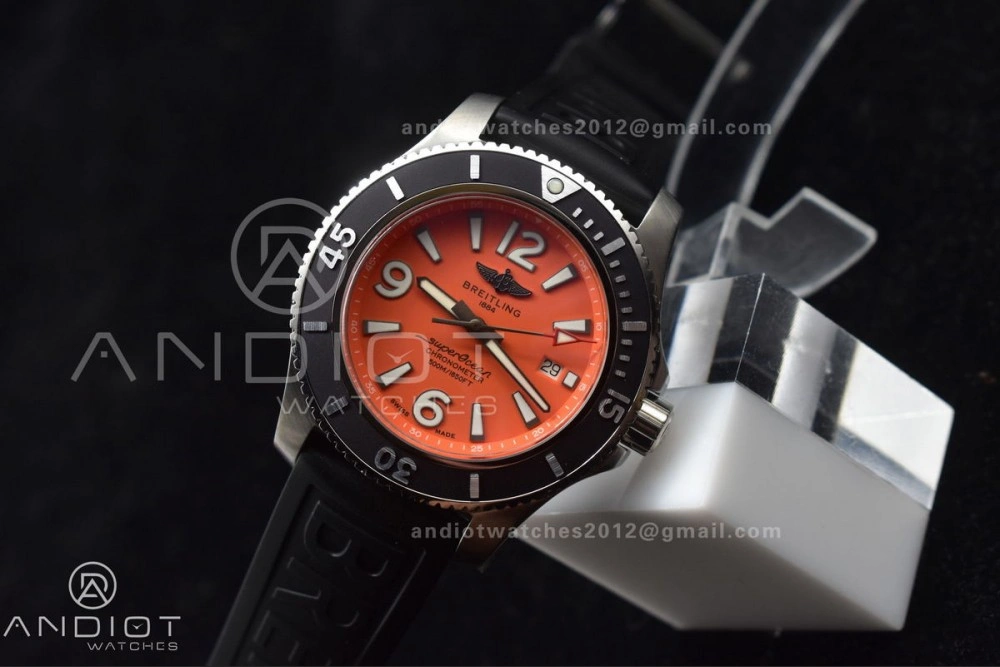 SoftTouch Superocean Automatic 44 TF 1:1 Best Edition Orange Dial Black Bezel On Black Rubber Strap A 159