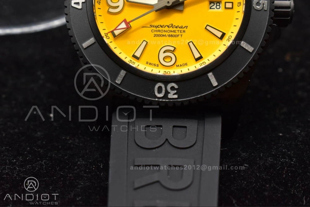 SunProtective Superocean Automatic 44 TF 1:1 Best Edition Yellow Dial Black Bezel on Black Rubber Strap A 1175