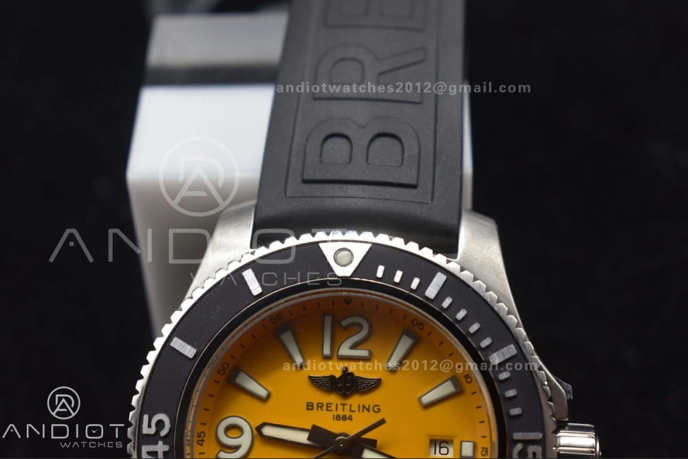 BestValue Superocean Automatic 44 TF 1:1 Best Edition Yellow Dial Black Bezel on Black Rubber Strap A 479