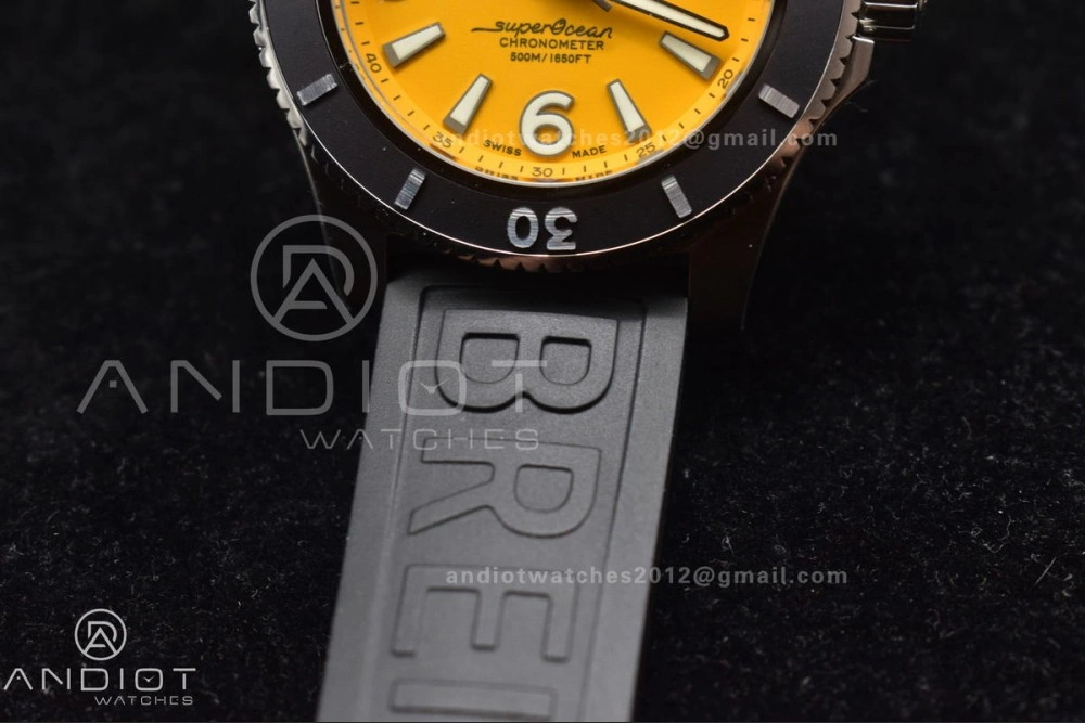 BestValue Superocean Automatic 44 TF 1:1 Best Edition Yellow Dial Black Bezel on Black Rubber Strap A 479