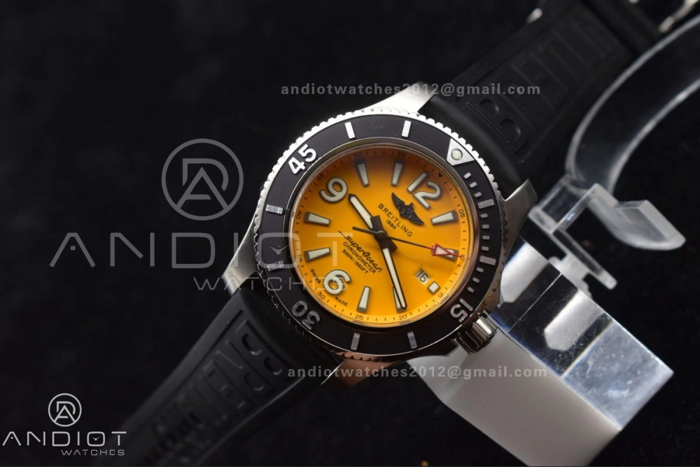 BestValue Superocean Automatic 44 TF 1:1 Best Edition Yellow Dial Black Bezel on Black Rubber Strap A 479