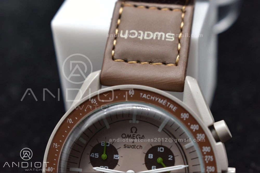 Functional Swatch X Omega Bioceramic Moonwatch Mission To Saturn On Nylon Strap Quartz 133