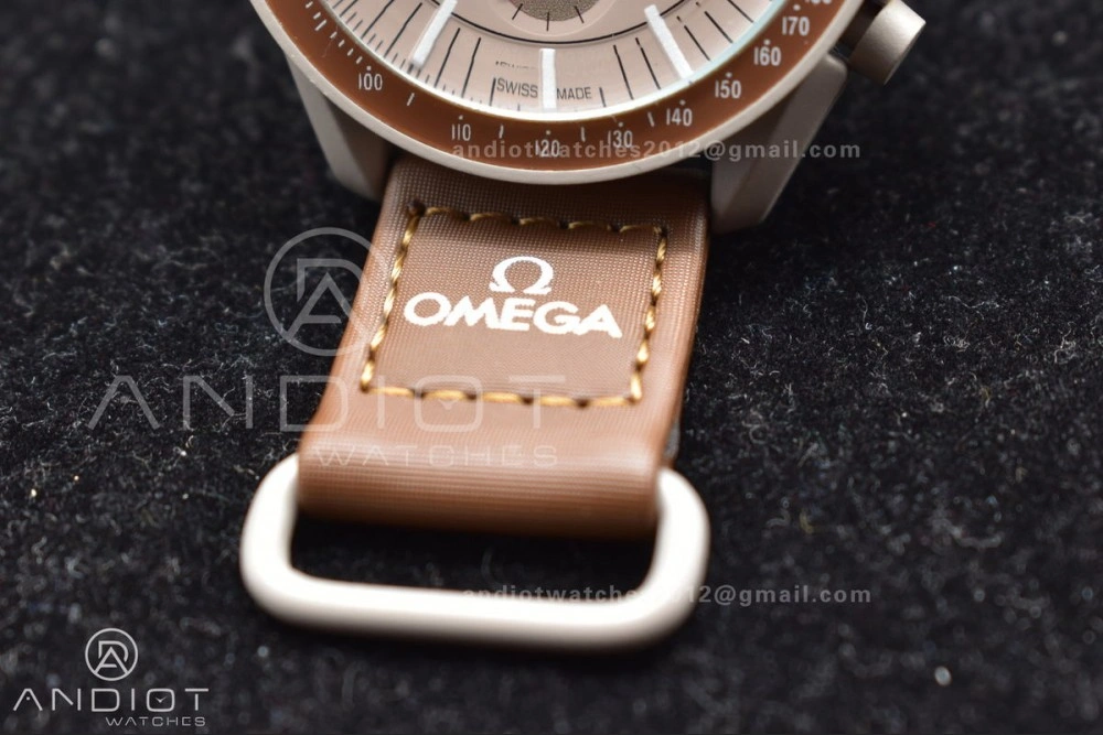 Functional Swatch X Omega Bioceramic Moonwatch Mission To Saturn On Nylon Strap Quartz 133
