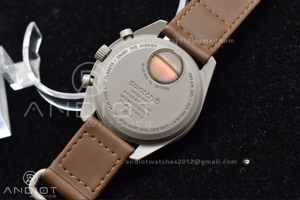 Functional Swatch X Omega Bioceramic Moonwatch Mission To Saturn On Nylon Strap Quartz 133