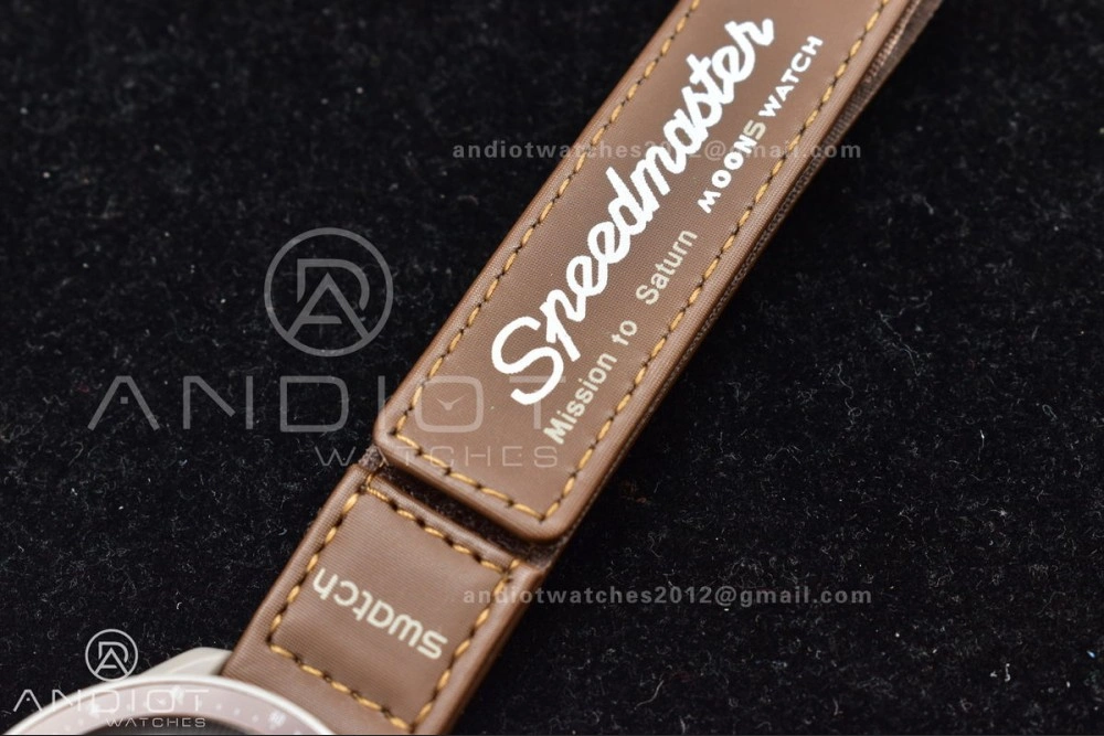 Functional Swatch X Omega Bioceramic Moonwatch Mission To Saturn On Nylon Strap Quartz 133