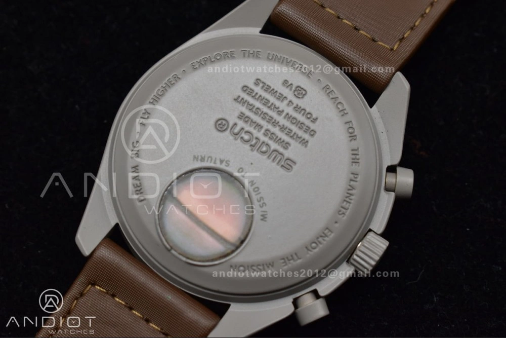Functional Swatch X Omega Bioceramic Moonwatch Mission To Saturn On Nylon Strap Quartz 133
