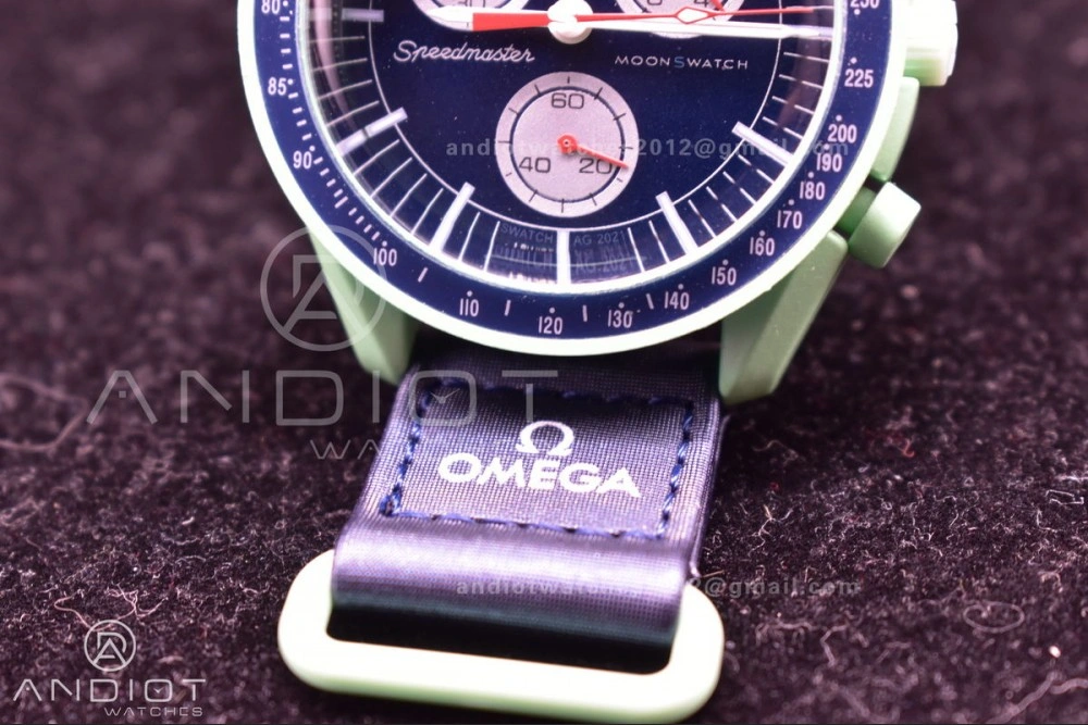 Swatch x Omega Bioceramic Moonwatch Mission to Earth on Nylon Strap Quartz Durable 1181
