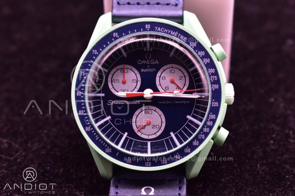 Swatch x Omega Bioceramic Moonwatch Mission to Earth on Nylon Strap Quartz Durable 1181