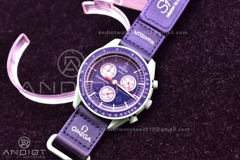 Swatch x Omega Bioceramic Moonwatch Mission to Earth on Nylon Strap Quartz Durable 1181