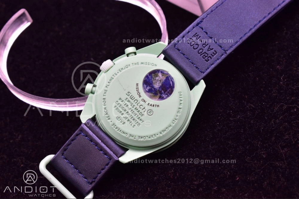 Swatch x Omega Bioceramic Moonwatch Mission to Earth on Nylon Strap Quartz Durable 1181