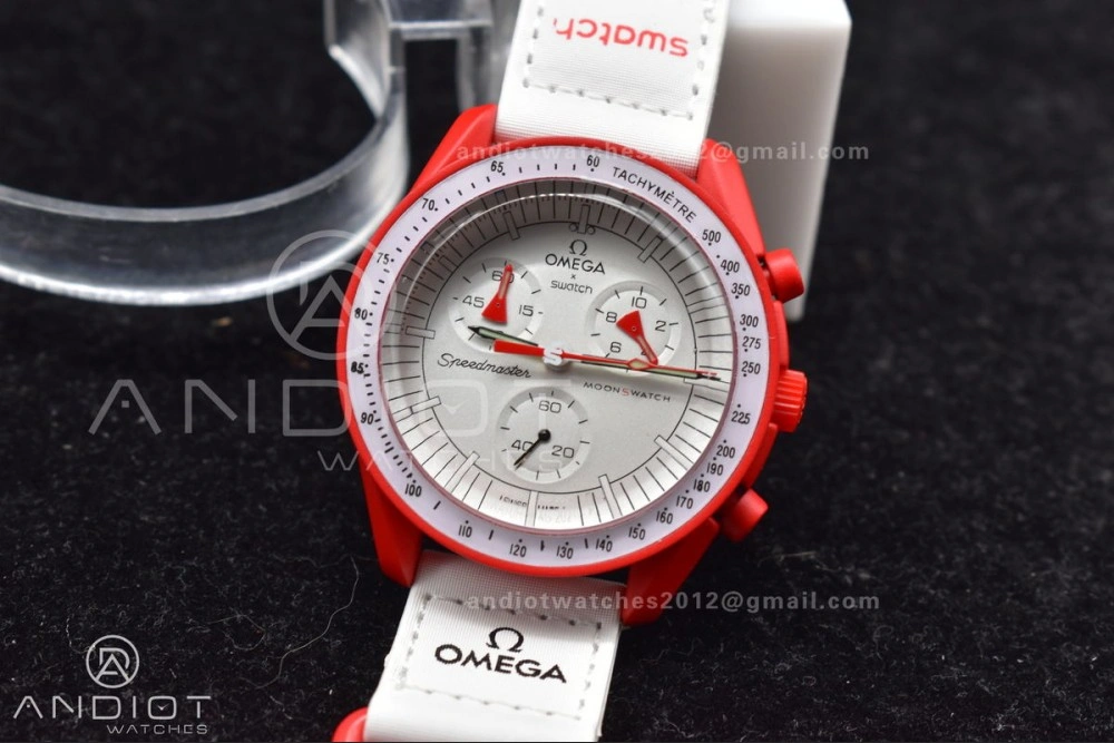 ModernLook Swatch x Omega Bioceramic Moonwatch Mission to Mars on Nylon Strap Quartz 89