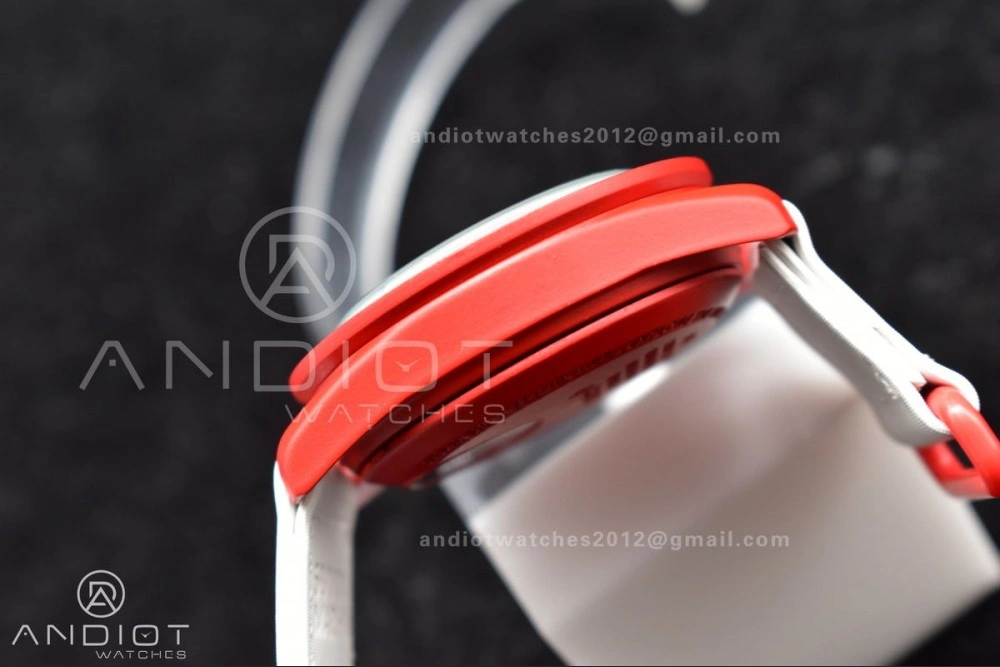 Timeless Swatch x Omega Bioceramic Moonwatch Mission to Mars on Nylon Strap Quartz 1177