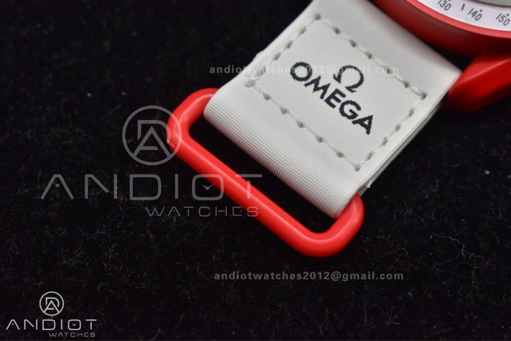 Timeless Swatch x Omega Bioceramic Moonwatch Mission to Mars on Nylon Strap Quartz 1177