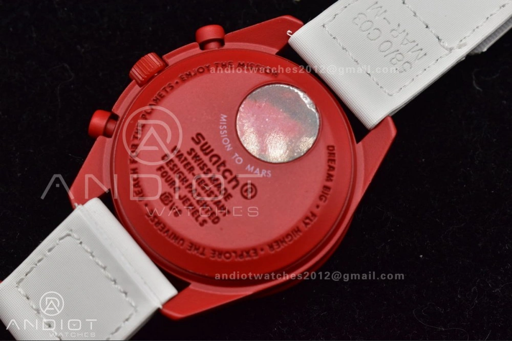 Timeless Swatch x Omega Bioceramic Moonwatch Mission to Mars on Nylon Strap Quartz 1177