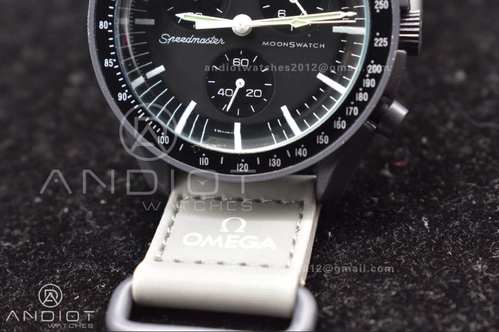 Swatch x Omega Bioceramic Moonwatch Mission to Mercury on Nylon Strap Quartz Durable 1180