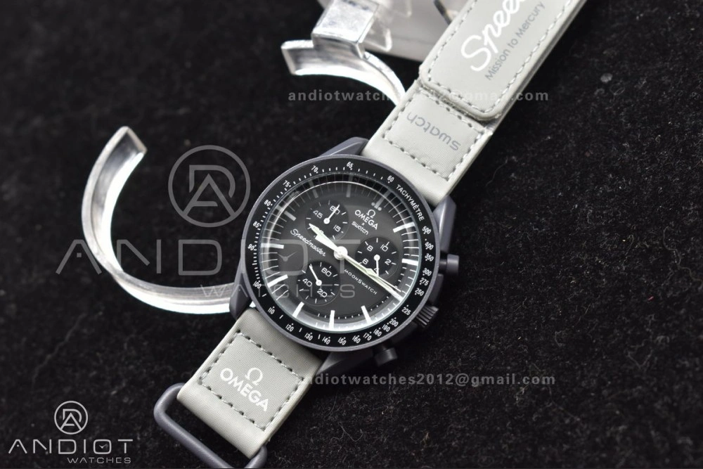 Swatch x Omega Bioceramic Moonwatch Mission to Mercury on Nylon Strap Quartz Durable 1180