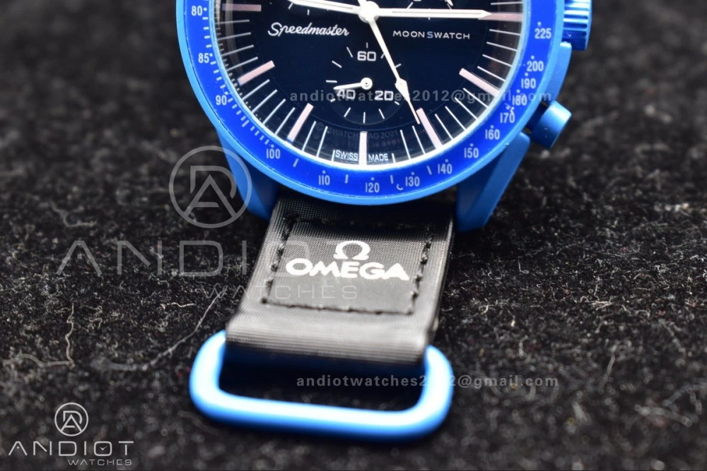 Reliable Swatch x Omega Bioceramic Moonwatch Mission to Neptune on Nylon Strap Quartz 1179