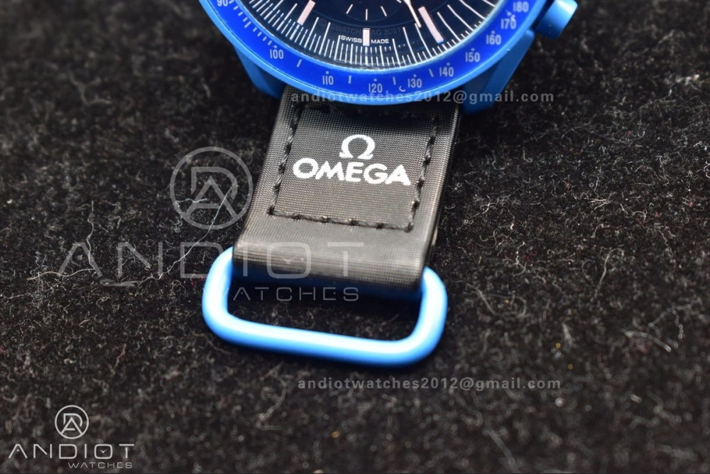 Reliable Swatch x Omega Bioceramic Moonwatch Mission to Neptune on Nylon Strap Quartz 1179