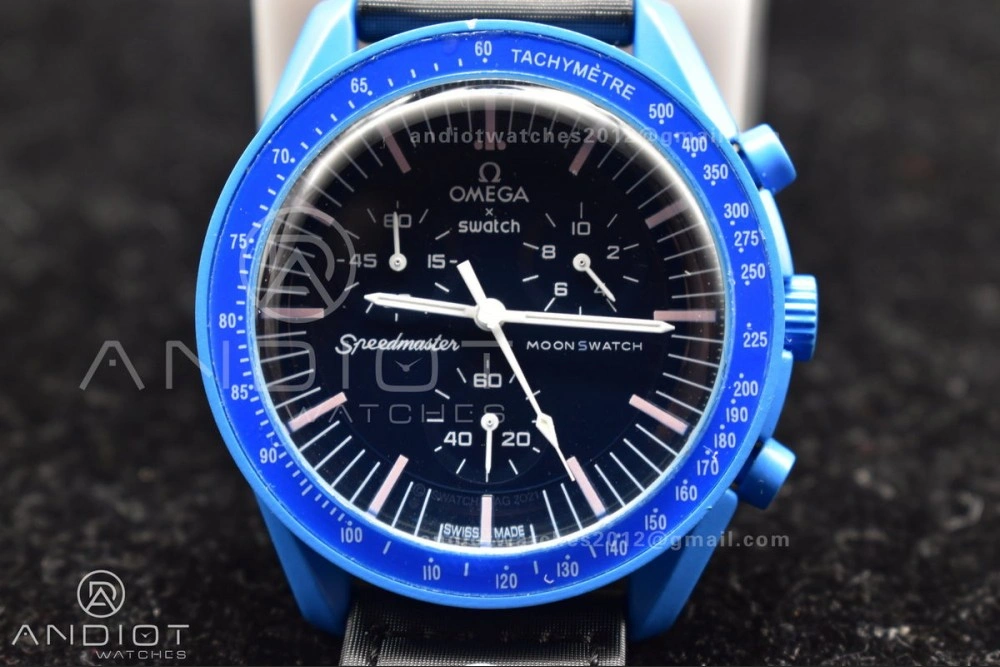 Reliable Swatch x Omega Bioceramic Moonwatch Mission to Neptune on Nylon Strap Quartz 1179