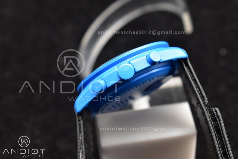 Reliable Swatch x Omega Bioceramic Moonwatch Mission to Neptune on Nylon Strap Quartz 1179