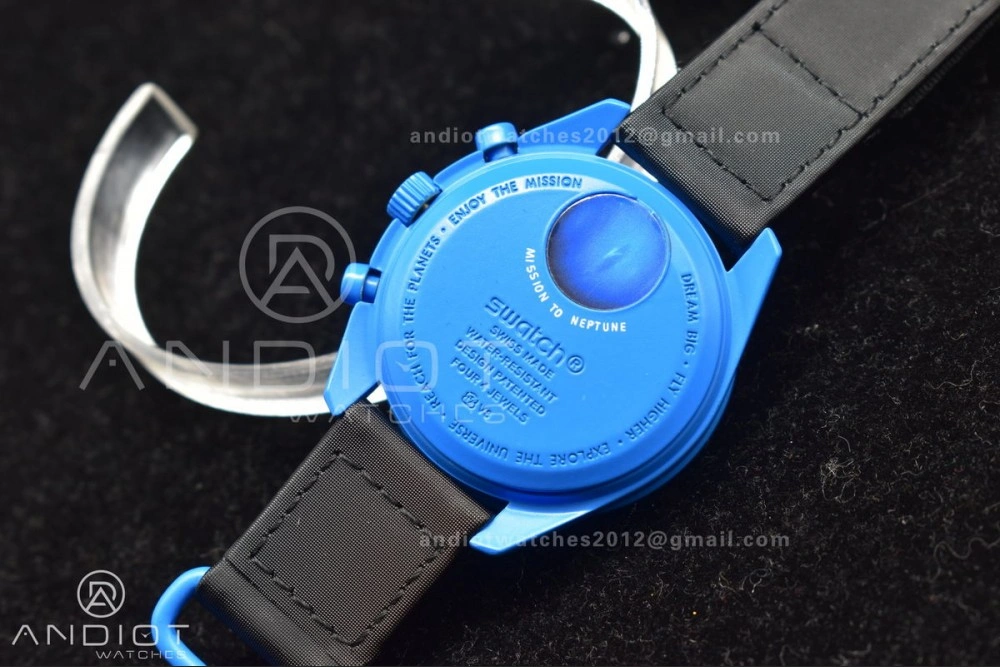 Reliable Swatch x Omega Bioceramic Moonwatch Mission to Neptune on Nylon Strap Quartz 1179