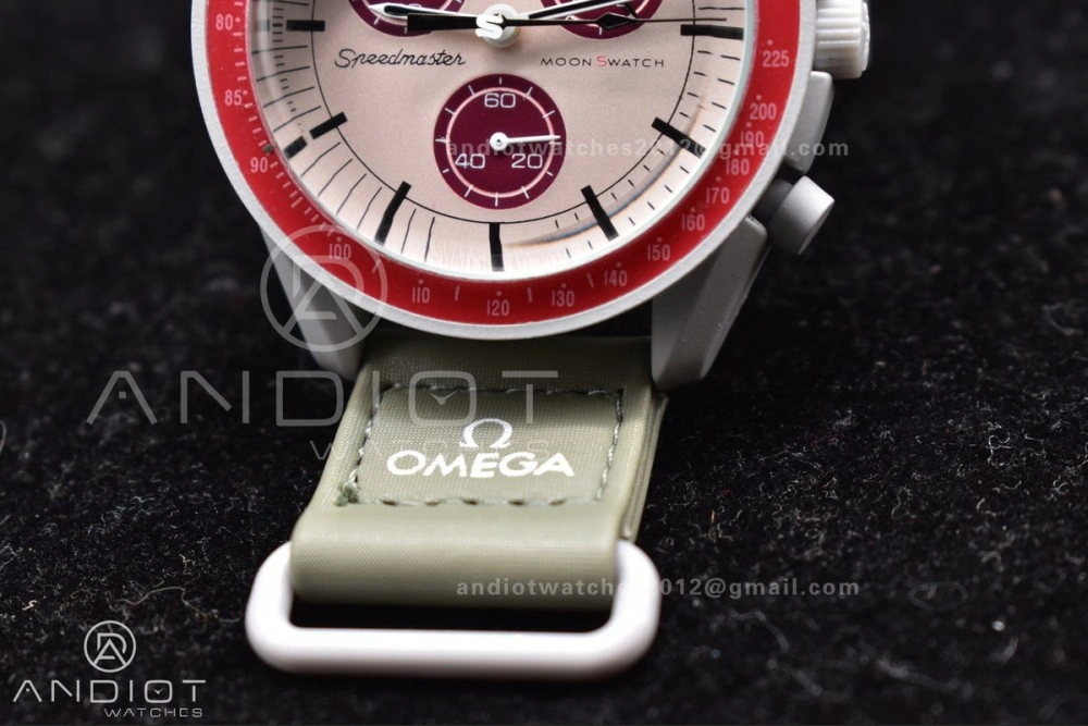 Casual Swatch x Omega Bioceramic Moonwatch Mission to Pluto on Nylon Strap Quartz 131