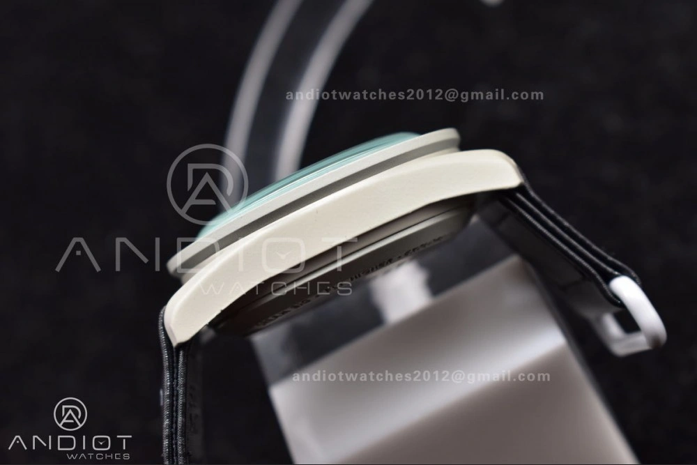 Unique Swatch x Omega Bioceramic Moonwatch Mission to The Moon on Nylon Strap Quartz 91