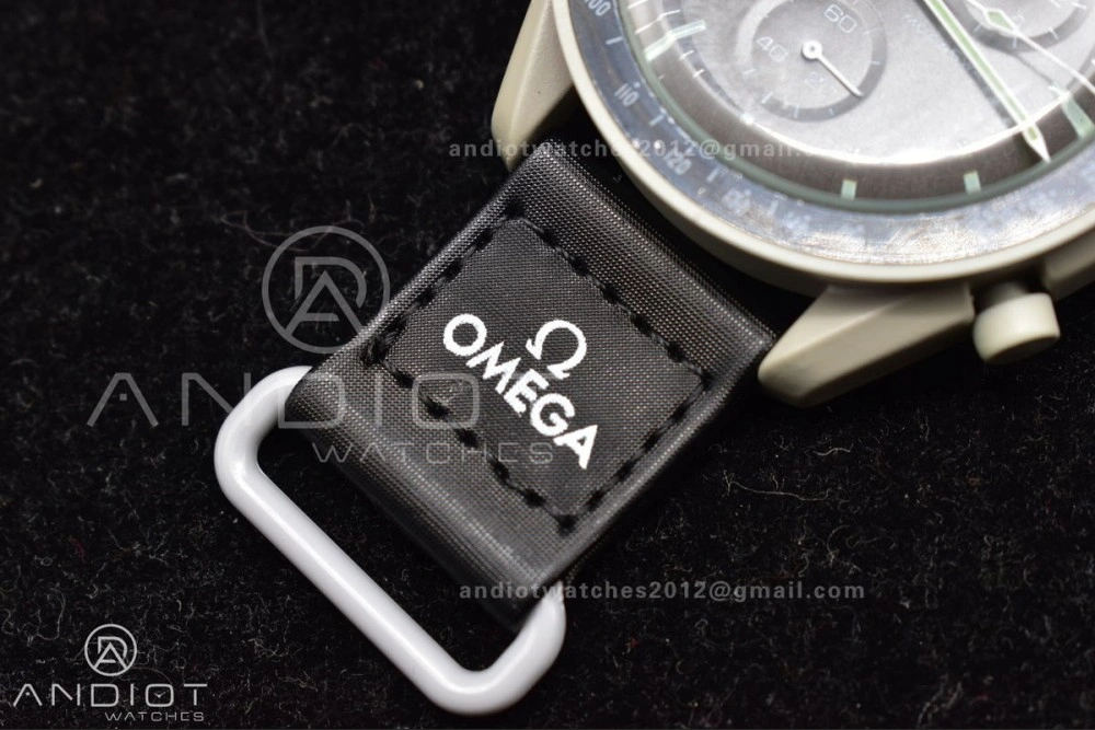 Unique Swatch x Omega Bioceramic Moonwatch Mission to The Moon on Nylon Strap Quartz 91