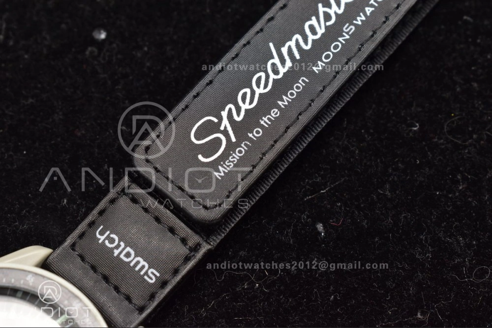 Unique Swatch x Omega Bioceramic Moonwatch Mission to The Moon on Nylon Strap Quartz 91