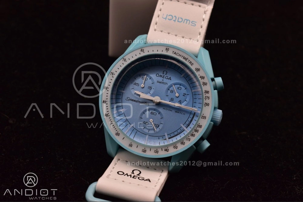 Comfortable Swatch x Omega Bioceramic Moonwatch Mission to Uranus on Nylon Strap Quartz 141