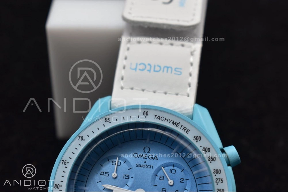 Comfortable Swatch x Omega Bioceramic Moonwatch Mission to Uranus on Nylon Strap Quartz 141