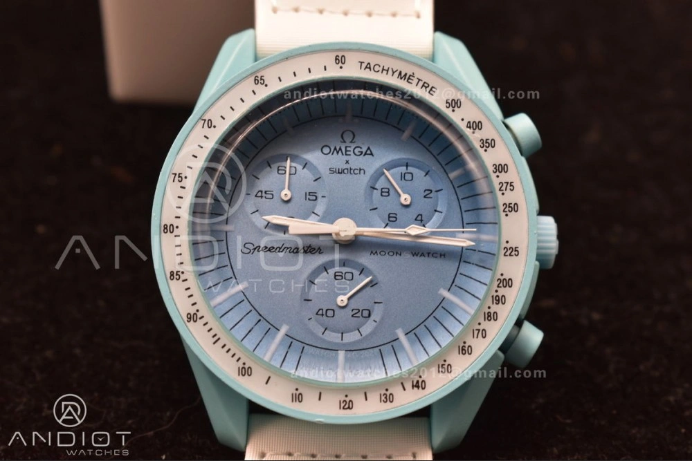 Comfortable Swatch x Omega Bioceramic Moonwatch Mission to Uranus on Nylon Strap Quartz 141