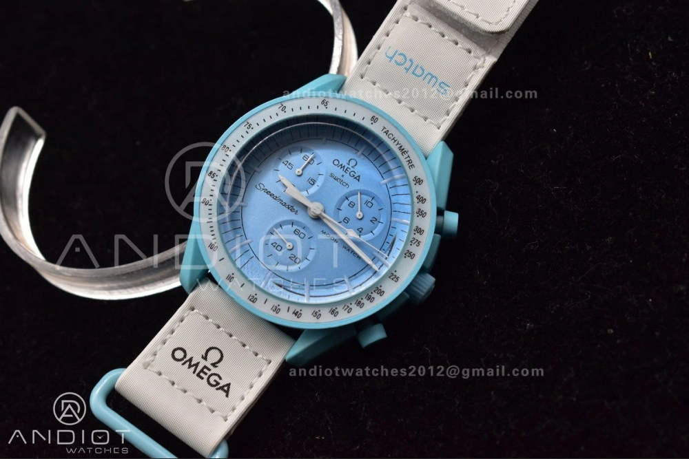 Comfortable Swatch x Omega Bioceramic Moonwatch Mission to Uranus on Nylon Strap Quartz 141
