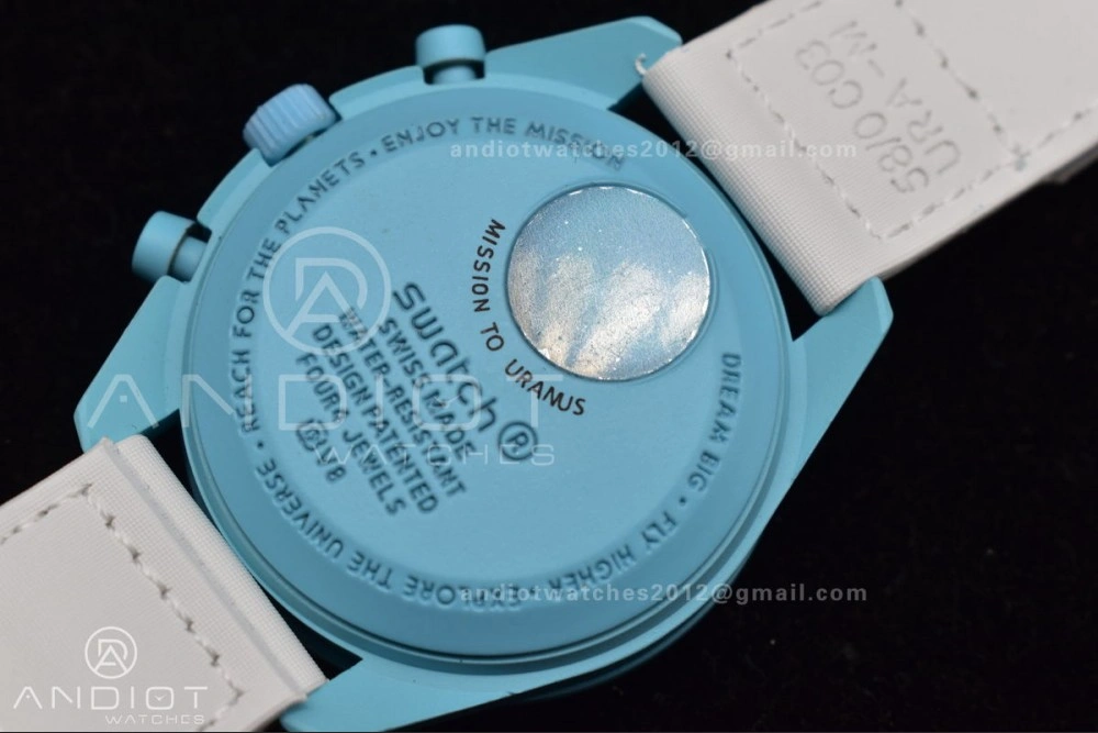 Comfortable Swatch x Omega Bioceramic Moonwatch Mission to Uranus on Nylon Strap Quartz 141
