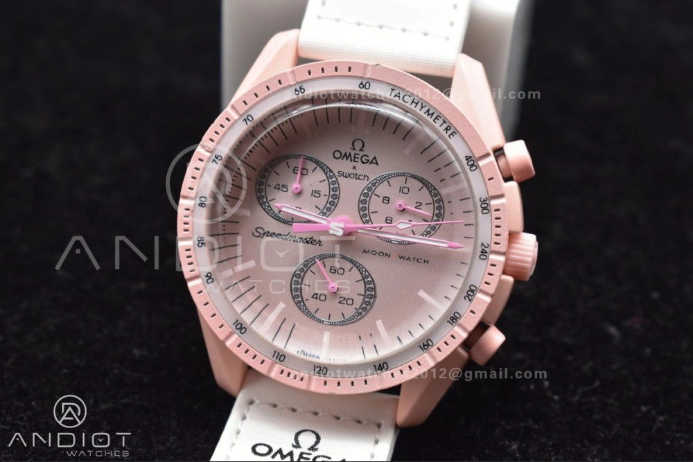 Neat Swatch x Omega Bioceramic Moonwatch Mission to Venus on Nylon Strap Quartz 130