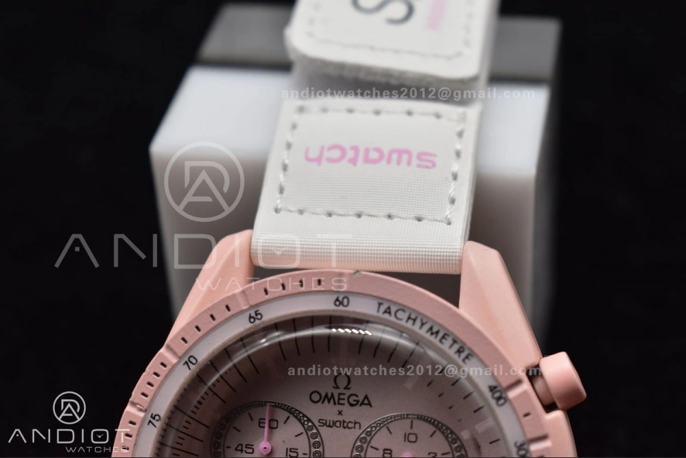 Neat Swatch x Omega Bioceramic Moonwatch Mission to Venus on Nylon Strap Quartz 130