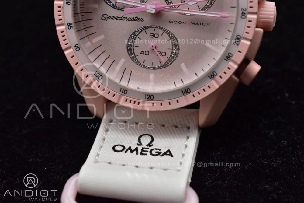 Neat Swatch x Omega Bioceramic Moonwatch Mission to Venus on Nylon Strap Quartz 130