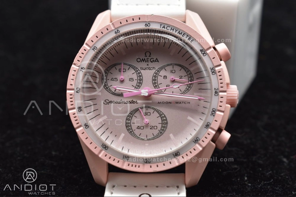 Neat Swatch x Omega Bioceramic Moonwatch Mission to Venus on Nylon Strap Quartz 130