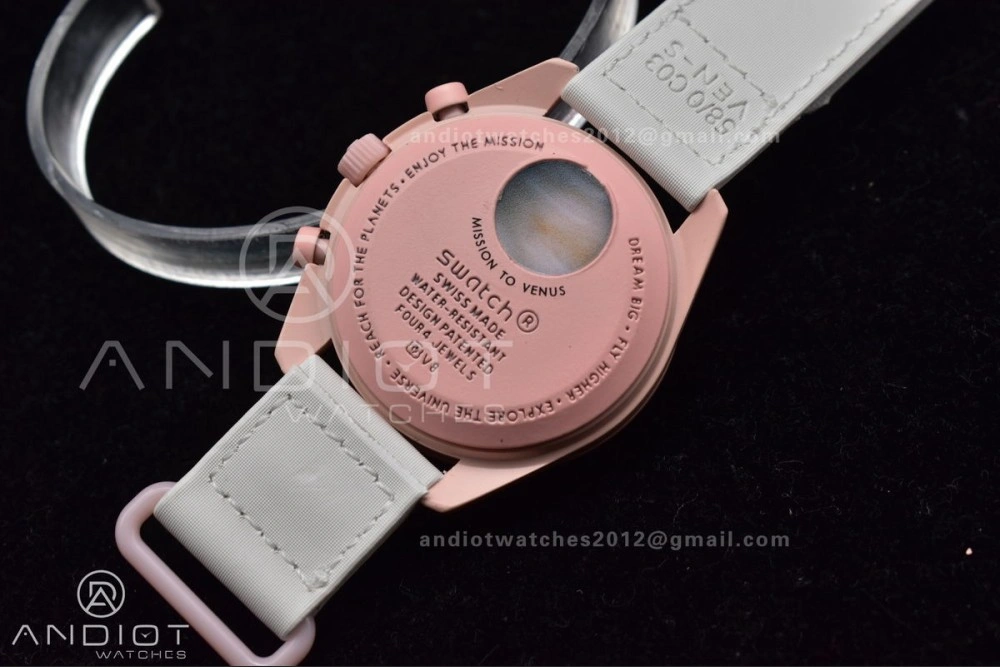 Neat Swatch x Omega Bioceramic Moonwatch Mission to Venus on Nylon Strap Quartz 130