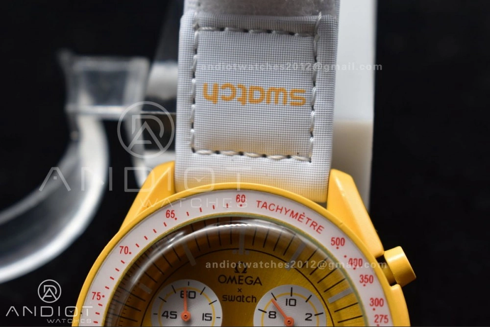 Swatch x Omega Bioceramic Moonwatch Mission to the Sun on Nylon Strap Quartz SoftTouch 1185