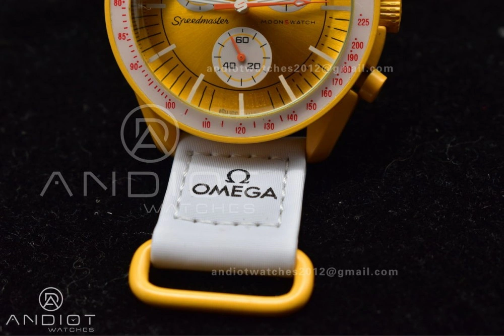Swatch x Omega Bioceramic Moonwatch Mission to the Sun on Nylon Strap Quartz SoftTouch 1185