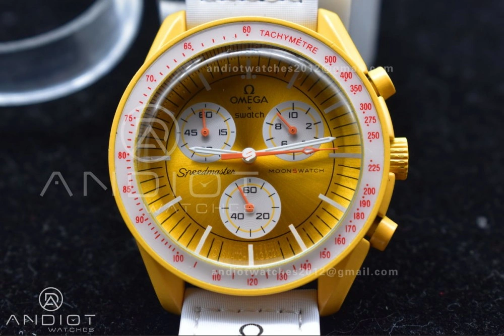 Swatch x Omega Bioceramic Moonwatch Mission to the Sun on Nylon Strap Quartz SoftTouch 1185