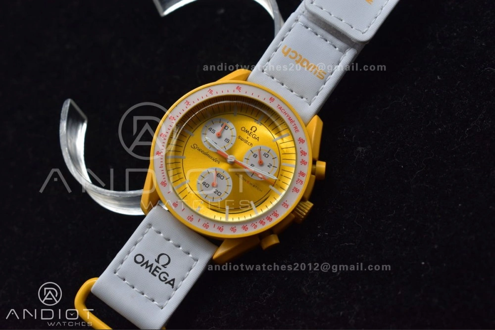 Swatch x Omega Bioceramic Moonwatch Mission to the Sun on Nylon Strap Quartz SoftTouch 1185