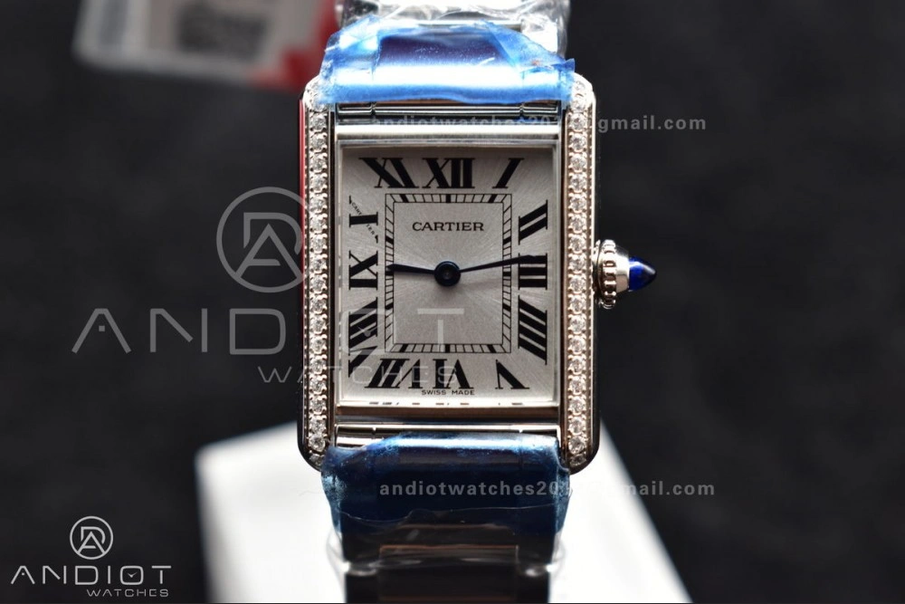 Tank Solo 20.3mm K11F SS White Dial With Diamond Bezel On SS Bracelet Ronda Quartz Soft 1190