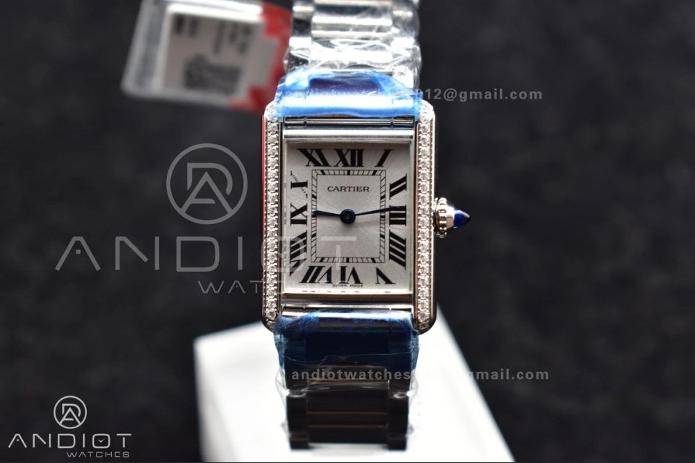 Tank Solo 20.3mm K11F SS White Dial With Diamond Bezel On SS Bracelet Ronda Quartz Soft 1190