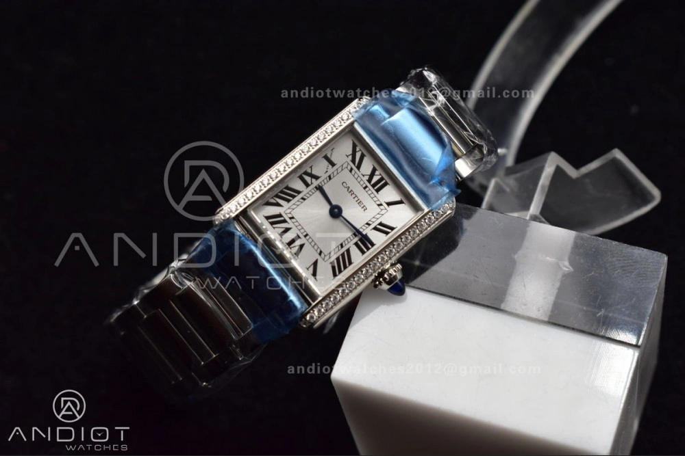 Tank Solo 20.3mm K11F SS White Dial With Diamond Bezel On SS Bracelet Ronda Quartz Soft 1190