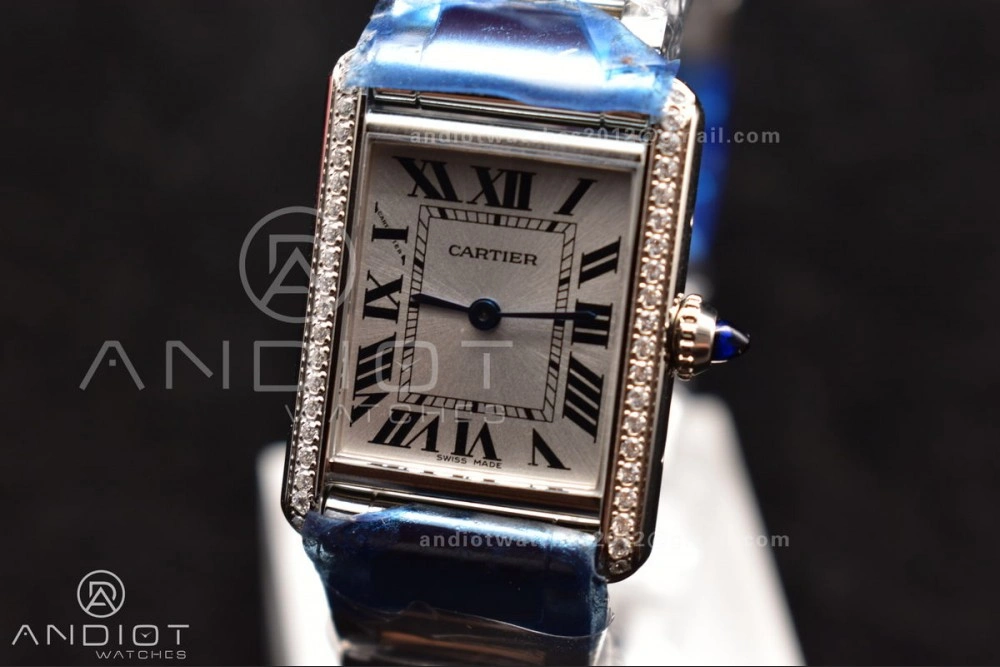 Tank Solo 20.3mm K11F SS White Dial With Diamond Bezel On SS Bracelet Ronda Quartz Soft 1190